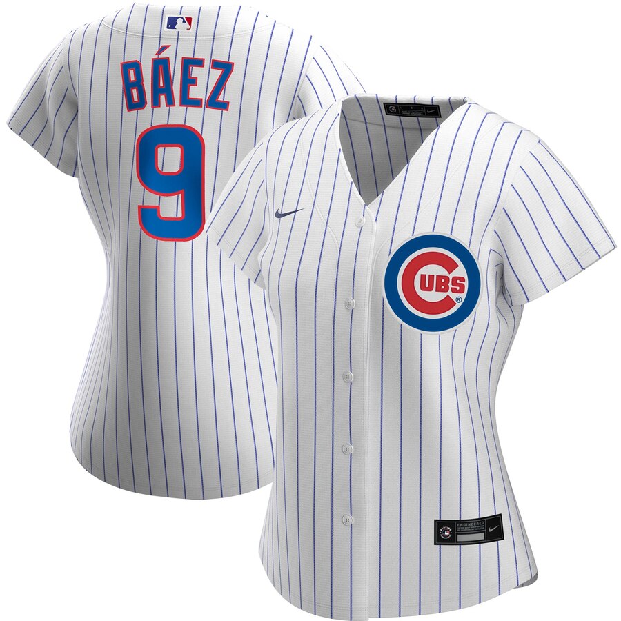 Chicago Cubs #9 Javier Baez Nike Women Home 2020 MLB Player Jersey White